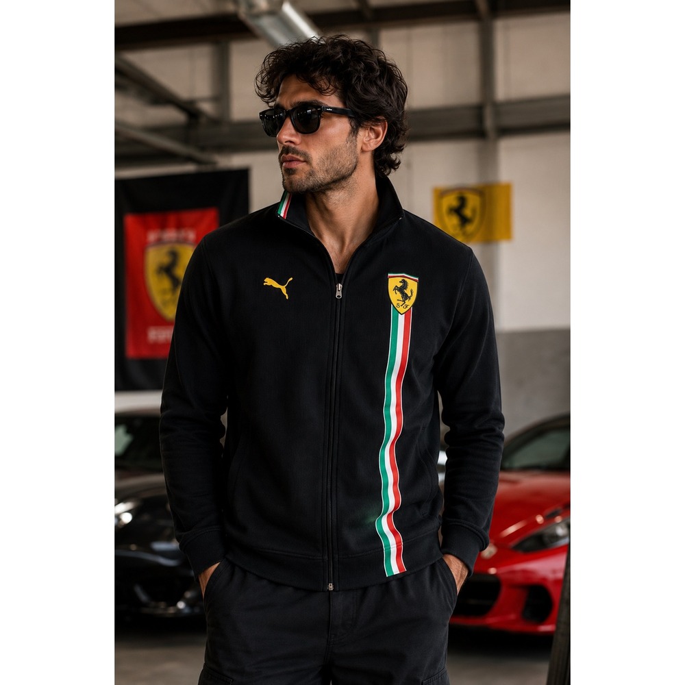 Puma F1 Scuderia Ferrari Track Jacket Black Racing  Streetwear Men's Sz L